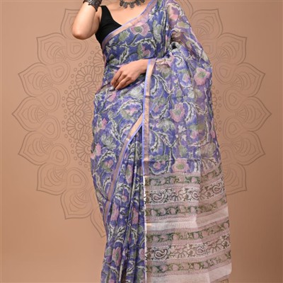Earthy Tones Multi-Print Kota Doria Saree