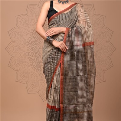 Rustic Checkered Elegance Kota Doria Saree