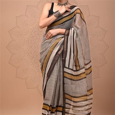 Sunset Harmony Multi-Print Kota Doria Saree