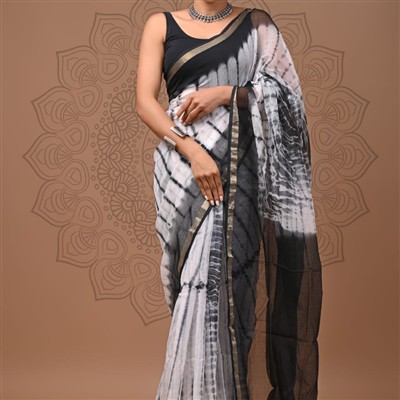 Monsoon Blossom Multi-Print Kota Doria Saree