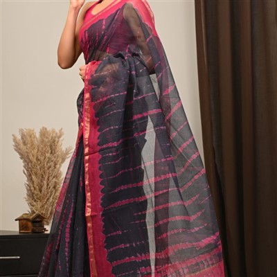 Navy Radiance Abstract Kota Doria Saree