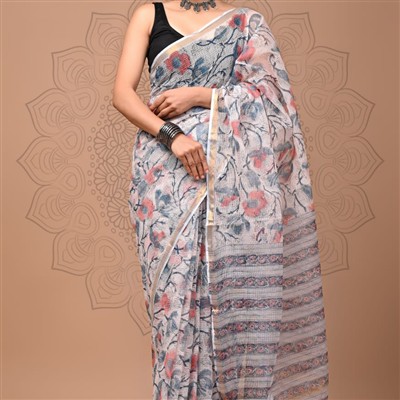 Vibrant Blossom Multi-Print Kota Doria Saree