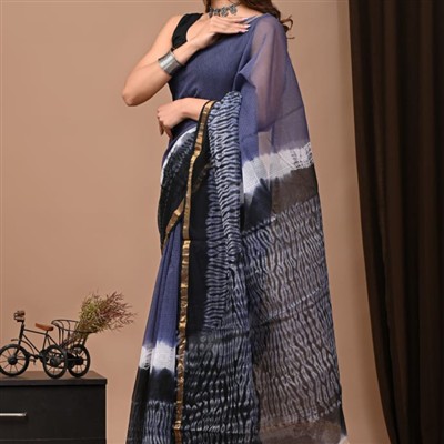 Indigo Dream Abstract Kota Doria Saree