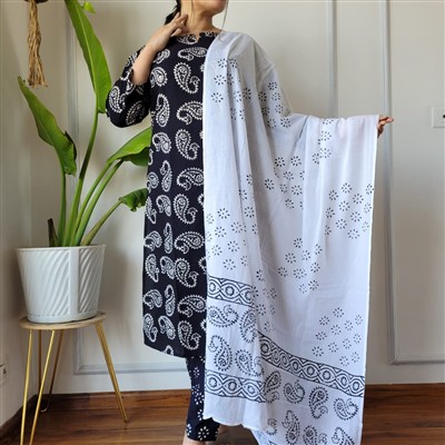 Ebon Paisley Muse Cotton Suit Set