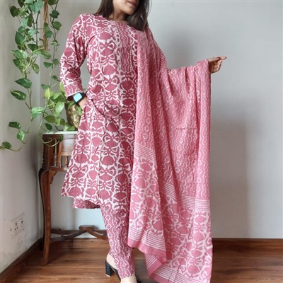 Sunlit Floral Garden Cotton Suit Set