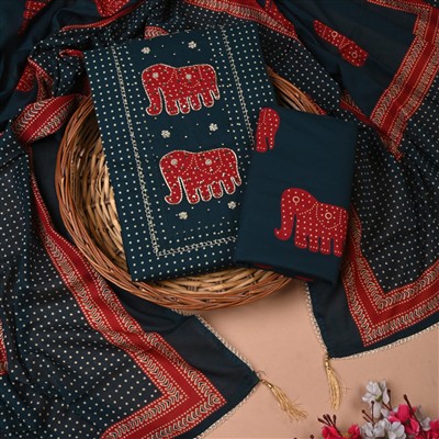 Navy Elephant Dance Cotton Suit Set