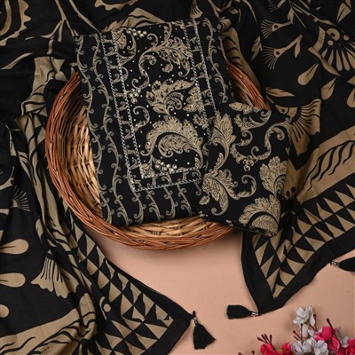 Midnight Blossom Gota Work Cotton Suit Set