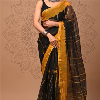 Golden Whispers Abstract Kota Doria Saree