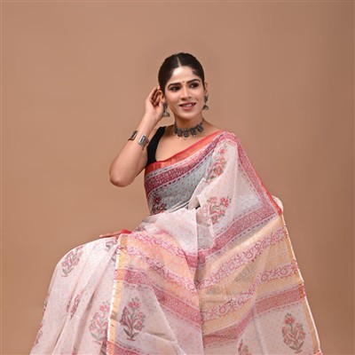Vibrant Flora Cotton Kota Doria Saree