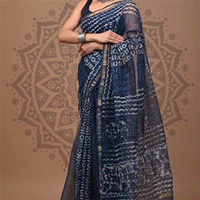 Cascading Floral Elegance Kota Doria Saree