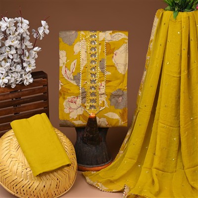 Golden Dahlia Gota Patti Cotton Suit Set