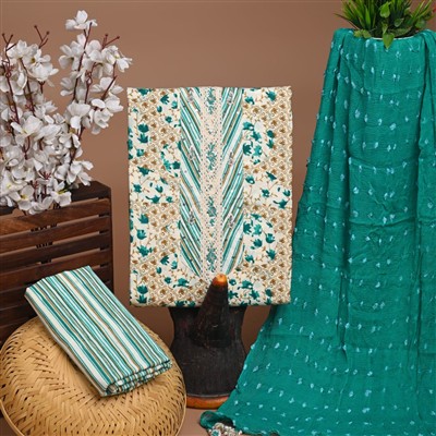 Coral Blossom Gota Patti Cotton Suit Set