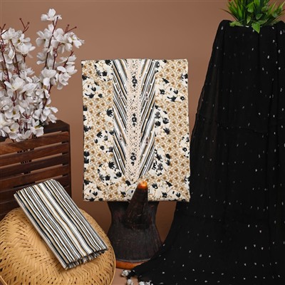 Mustard Floral Gota Patti Work Cotton Suit Set