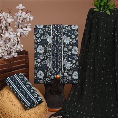 Midnight Floral Gota Patti Cotton Suit Set