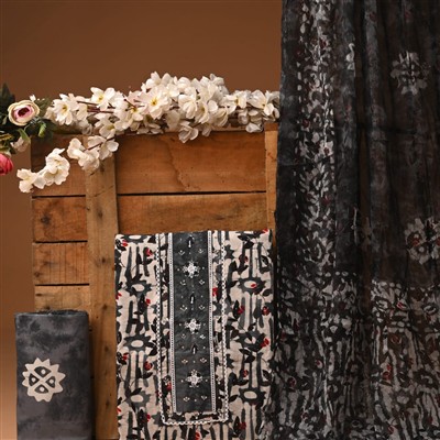 Sunset Blossom Gota Patti Cotton Suit Set