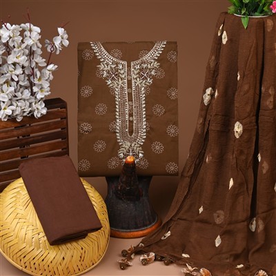 Chocolate Blossom Gota Patti Jaipuri Cotton Ensemble