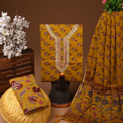 Golden Blossom Gota Patti Cotton Suit Set