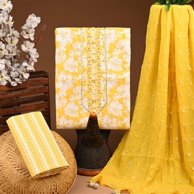Sunshine Blossom Gota Patti Cotton Suit Set