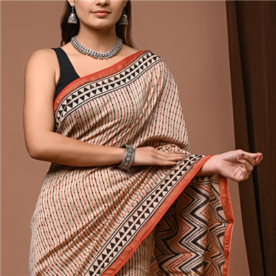 Crimson Geometric Chanderi Saree