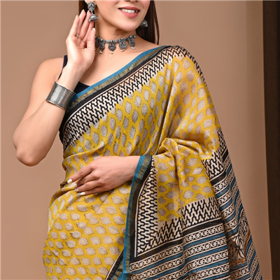 Sunshine Floral Delight Chanderi Saree