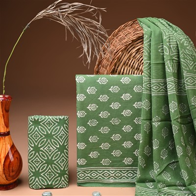 Sage Green Floral Harmony Cotton Suit Set