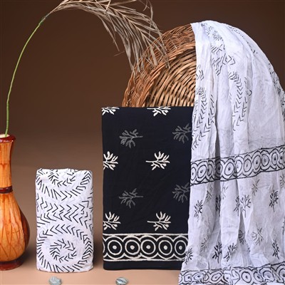 Navy Whispers Floral Cotton Ensemble