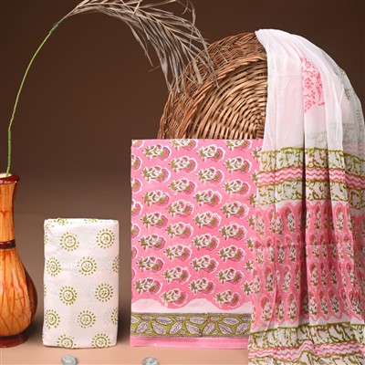 Soft Blush Floral Harmony Cotton Suit Set