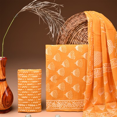 Apricot Floral Harmony Cotton Suit Set