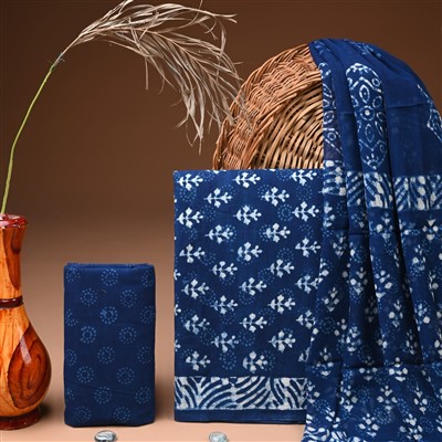 Navy Floral Harmony Cotton Suit Set