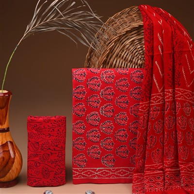 Coral Cascade Floral Cotton Suit Set