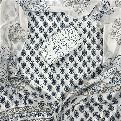 Navy Blossom Paisley Cotton Suit Set