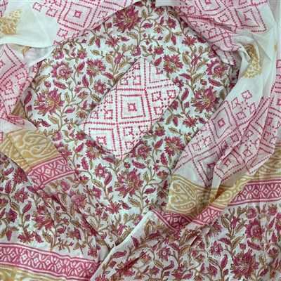 Fuchsia Floral Elegance Cotton Suit Set