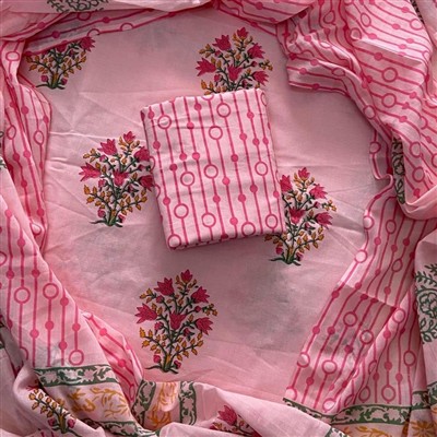 Pastel Blossom Floral Cotton Dress Material