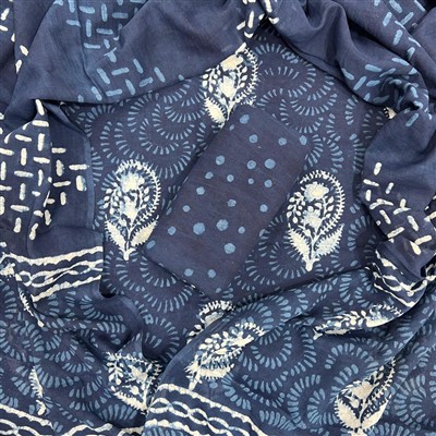 Navy Paisley Delight Cotton Suit Set