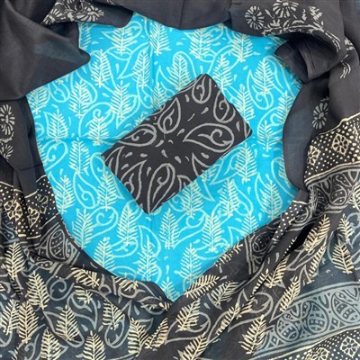 Turquoise Floral Whimsy Cotton Suit Set