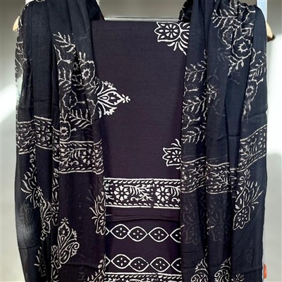 Midnight Floral Elegance Cotton Suit Set