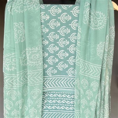 Mint Blossom Serenade Cotton Suit Set
