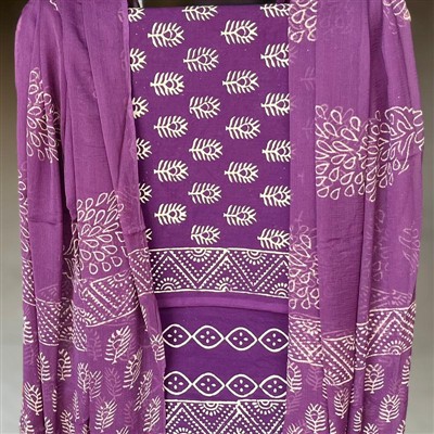 Violet Blossom Intricate Cotton Suit Set
