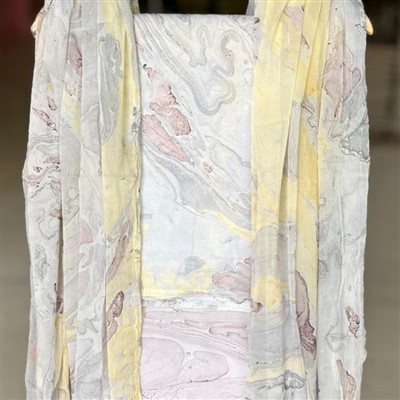 Soft Lavender Marble Print Cotton Suit Set