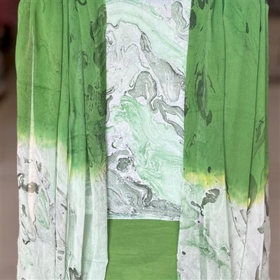 Emerald Swirl Abstract Cotton Dress Material