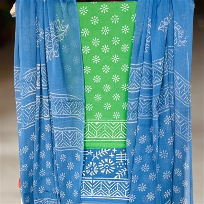 Teal Floral Delight Cotton Suit Set