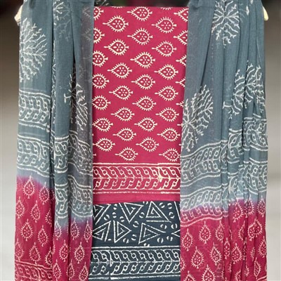 Crimson Geometric Essence Cotton Suit Set