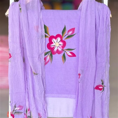 Lavender Blossom Floral Cotton Suit Set