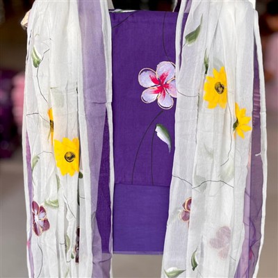 Violet Blossom Floral Cotton Suit Set