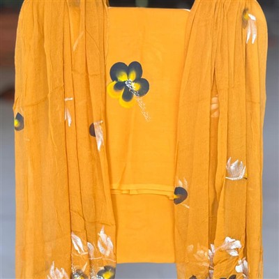 Golden Floral Whimsy Cotton Suit Set