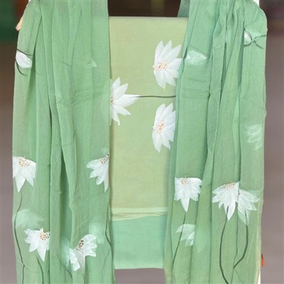 Mint Blossom Hand Block Print Cotton Suit Set