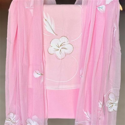 Pastel Pink Floral Cascade Cotton Suit Set