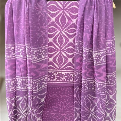 Lavender Blossom Geometric Cotton Suit Set