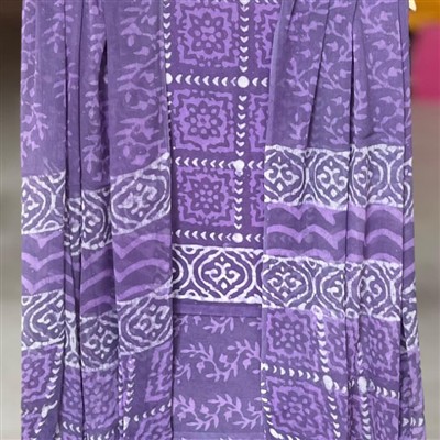 Deep Violet Geometric Floral Cotton Suit Set