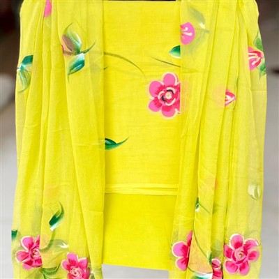 Lemon Blossom Hand Block Printed Cotton Suit Set